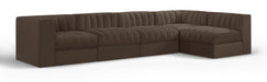 Rummi - Velvet Performance Fabric Upholstered 5 Piece Modular Sectional, L-Shaped (Right) - Simple Home Plus