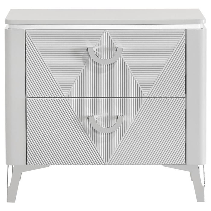 Cassia - 2-Drawer Nightstand Bedside Table - White High Gloss - Simple Home Plus