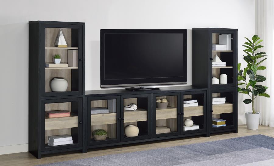 Denison - 3 Piece Entertainment Center 79" TV Stand - Black - Simple Home Plus