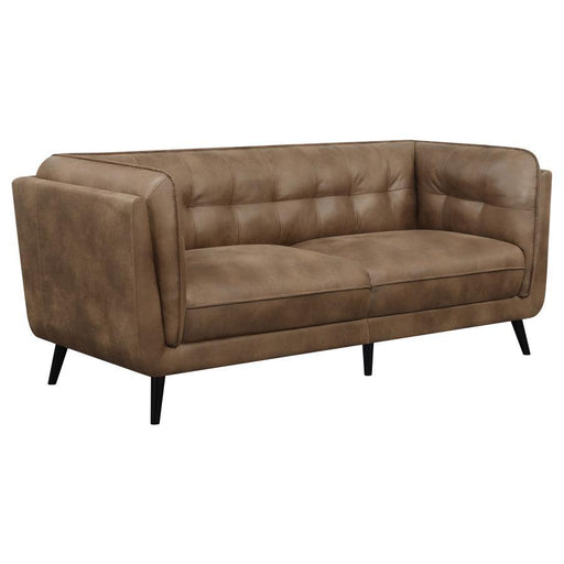Thatcher - Upholstered Button Tufted Sofa - Brown - Simple Home Plus