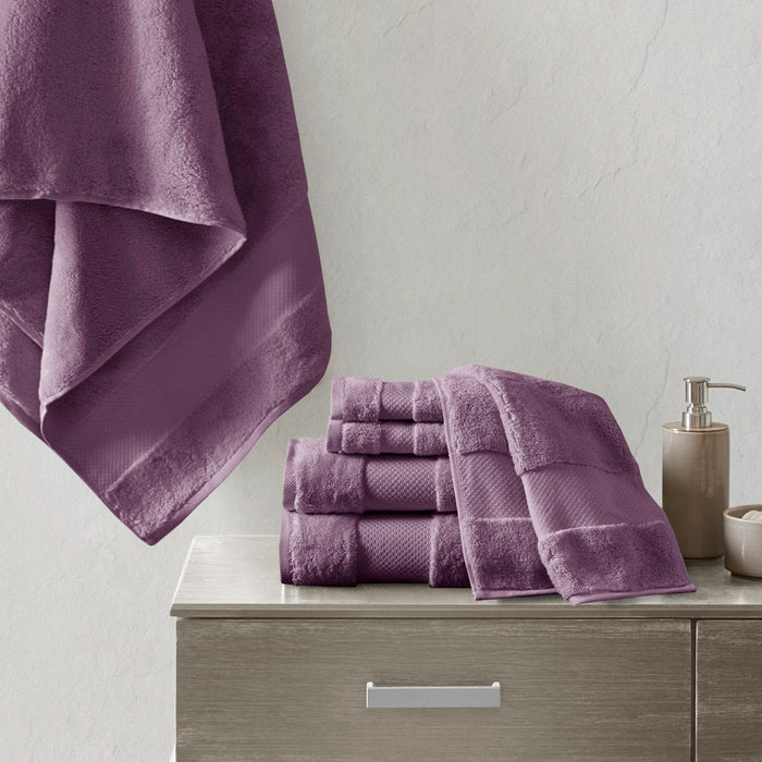 Turkish - 6 Piece Bath Towel Set - Purple - Simple Home Plus