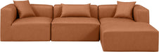 Cube - 4 Piece Modular Sectional With Chaise - Cognac - Simple Home Plus