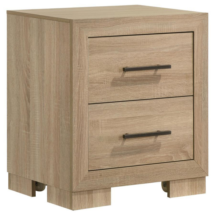 Arielle - 2-Drawer Bedroom Nightstand With Casters - Light Oak - Simple Home Plus