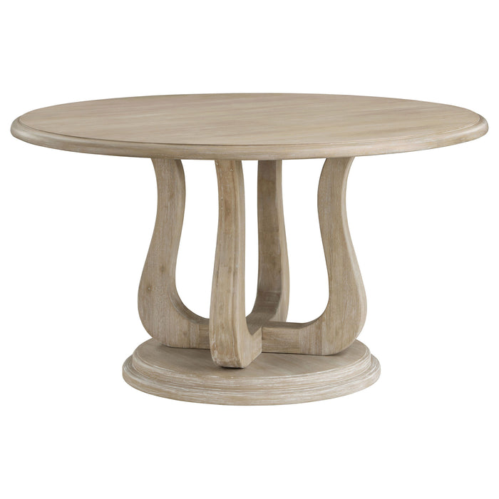 Trofello - Round Pedestal Dining Table - White Washed - Simple Home Plus