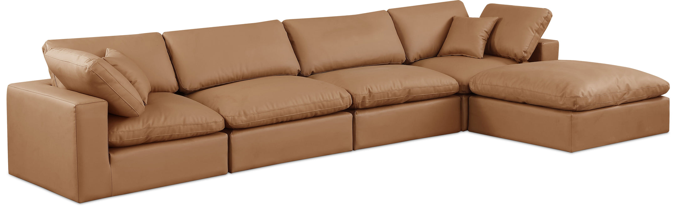 Comfy - 5 Piece Faux Leather Modular Sectional With Chaise - Simple Home Plus