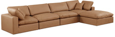Comfy - 5 Piece Faux Leather Modular Sectional With Chaise - Simple Home Plus