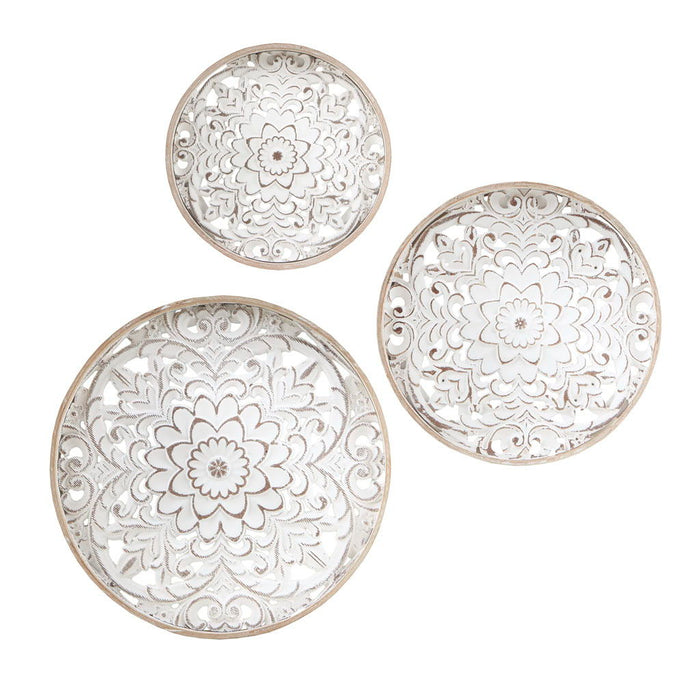 Medallion Trio - Wall Decor (Set of 3) - Natural / White - Simple Home Plus