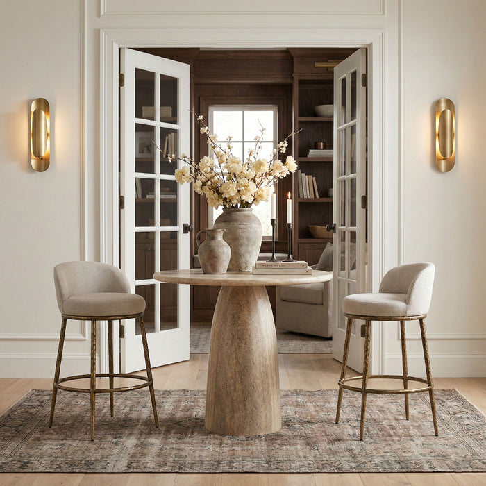 Ferro - Performance Fabric Upholstered Bar Stool - Antique Brass - Simple Home Plus