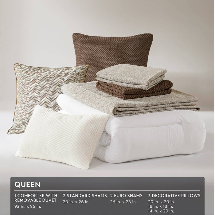 Chapman - 8 Piece Queen Comforter Set - Nuetual Ivory - Simple Home Plus
