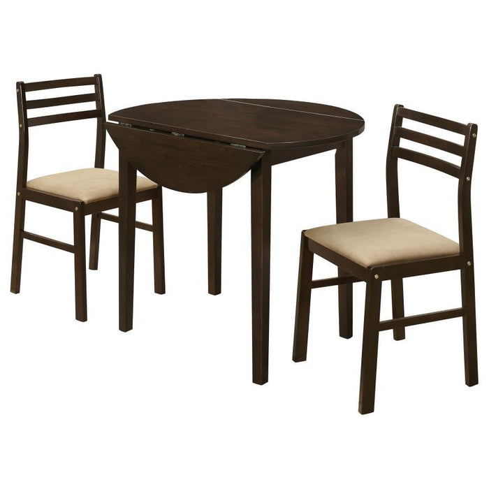 Bucknell - 3 Piece Round Drop Leaf Dining Table Set - Simple Home Plus
