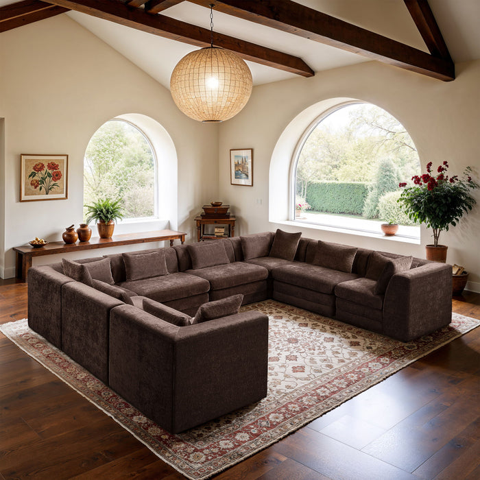 Stellar - 8 Piece Chenille Fabric Upholstered Modular Sectional - Simple Home Plus