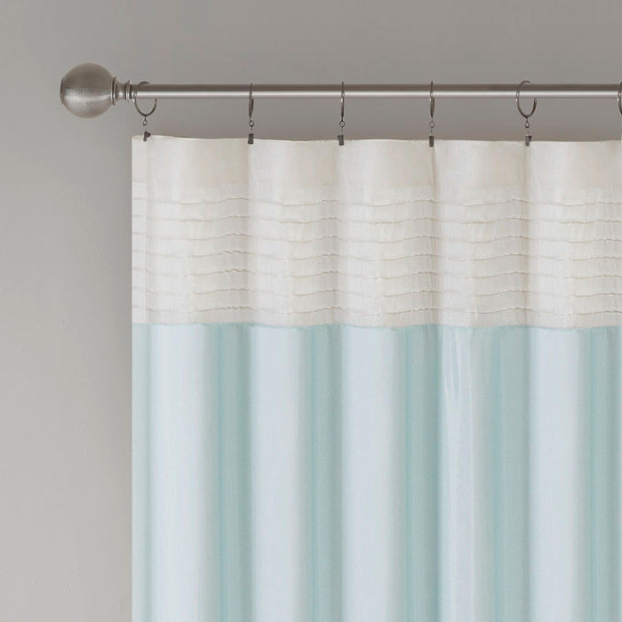 Amherst - Polyoni Pintuck Window Panel - Aqua - Simple Home Plus