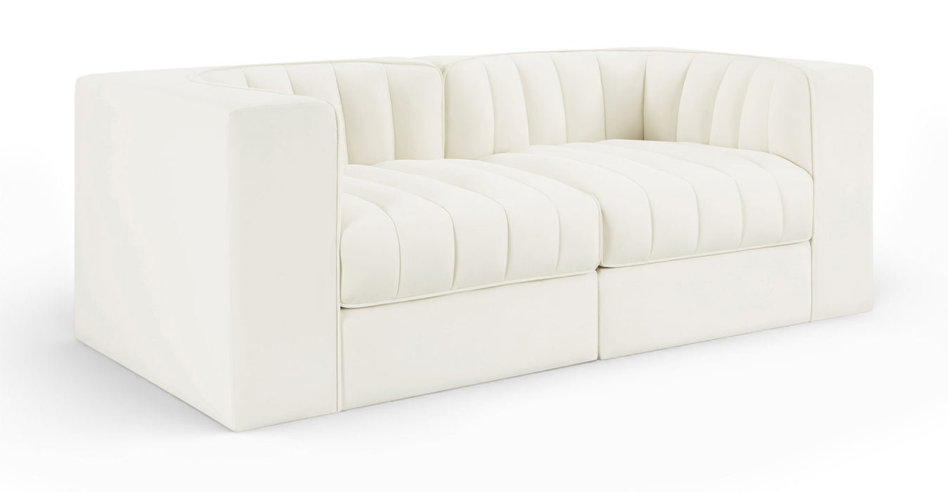 Rummi - Velvet Performance Fabric Upholstered 2 Piece Modular Loveseat - Simple Home Plus