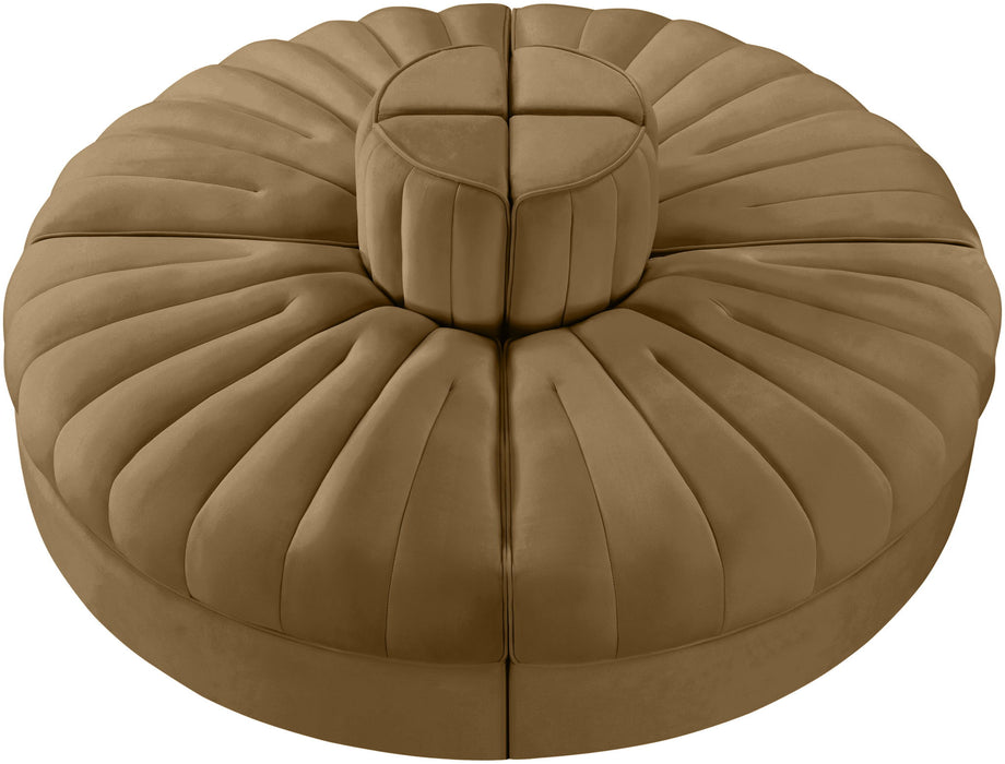 Rummi - Round Velvet Performance Fabric Upholstered 4 Piece Modular Sofa - Simple Home Plus