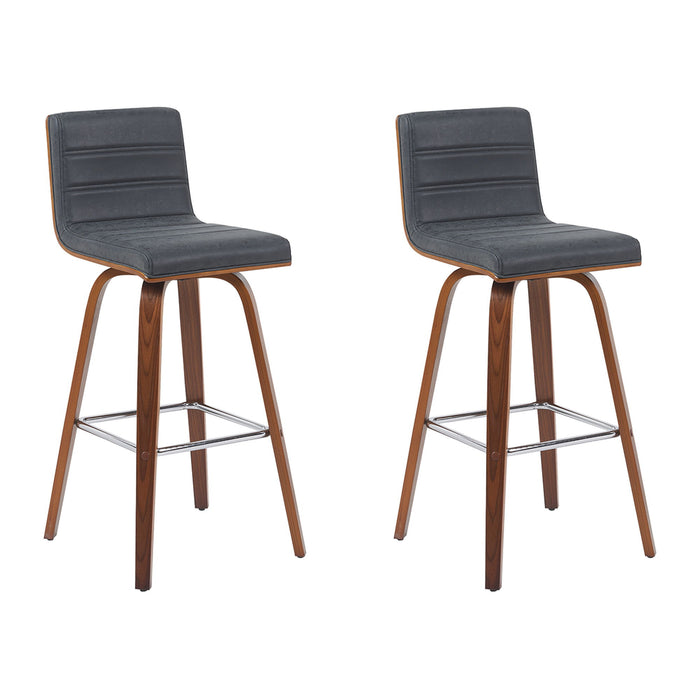 Vienna - Modern Swivel Bar Height Stool - Walnut Finished Wood Frame - Simple Home Plus