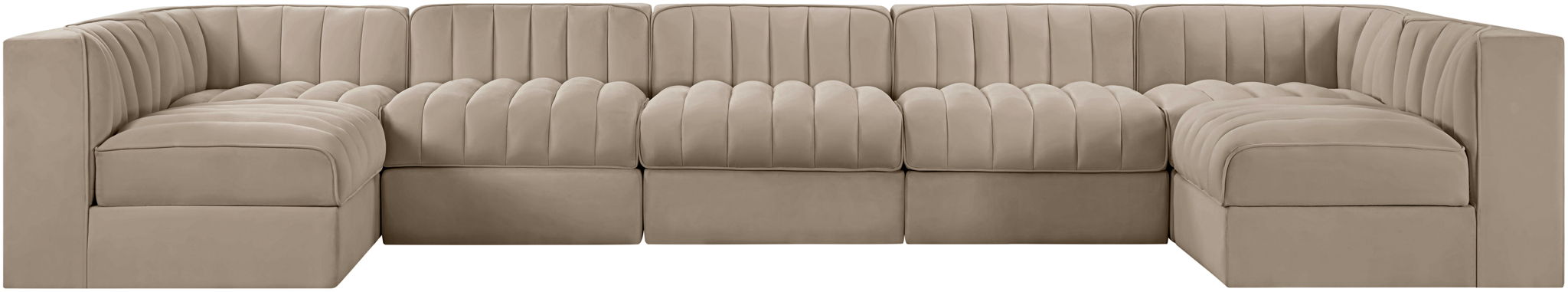 Rummi - Velvet Performance Fabric Upholstered 7 Piece Modular Sectional (With 2 Corner Chairs) - Simple Home Plus