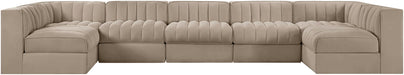 Rummi - Velvet Performance Fabric Upholstered 7 Piece Modular Sectional (With 2 Corner Chairs) - Simple Home Plus