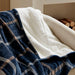 Print Plush To Sherpa - 50X60" Heated Throw - Navy Plaid - Simple Home Plus