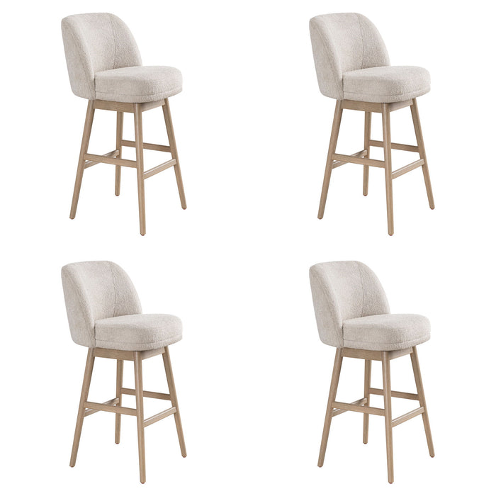 Sadie - Solid Wood Upholstered 30" Bar Height Swivel Barstool