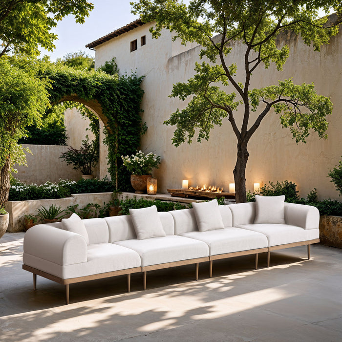 Laguna - 4 Piece Resilient Water Resistant Fabric 142" Upholstered Outdoor Patio Modular Sofa - Simple Home Plus