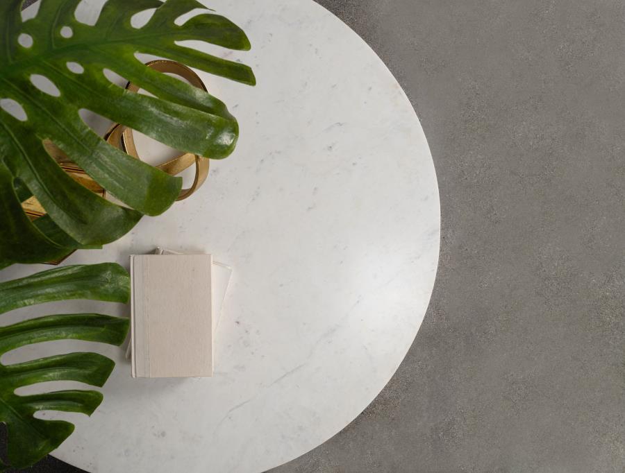 Astoria - Round Genuine Marble Side End Table - White - Simple Home Plus