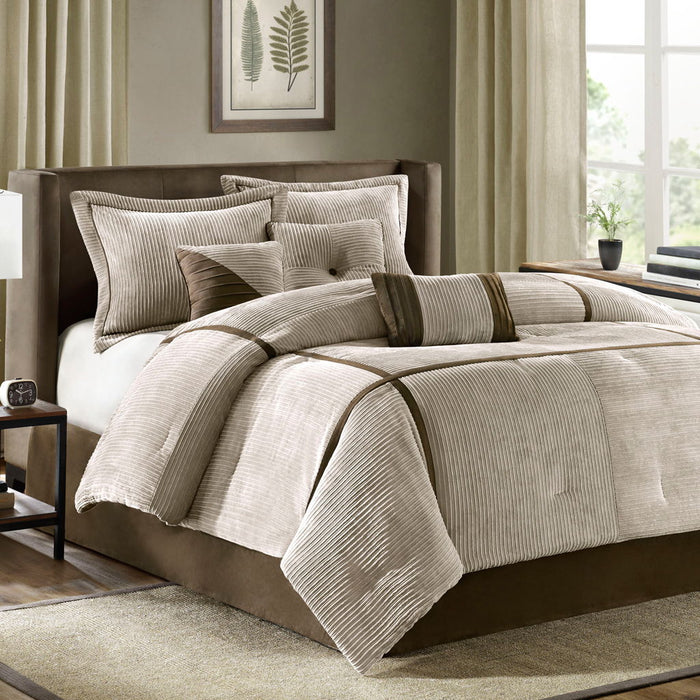Dallas - King Piece Comforter (Set of 7) - Taupe - Simple Home Plus