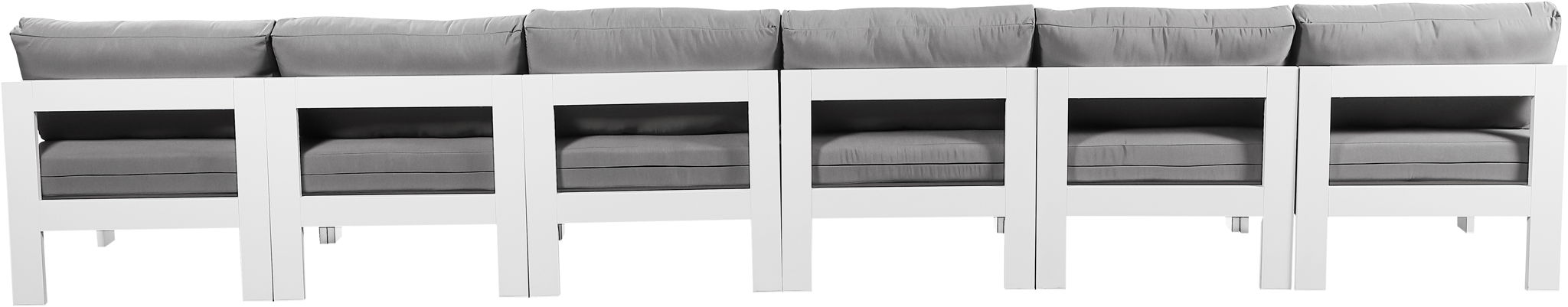 Nizuc - Outdoor Patio 6 Seat Armless Modular Sofa With White Frame