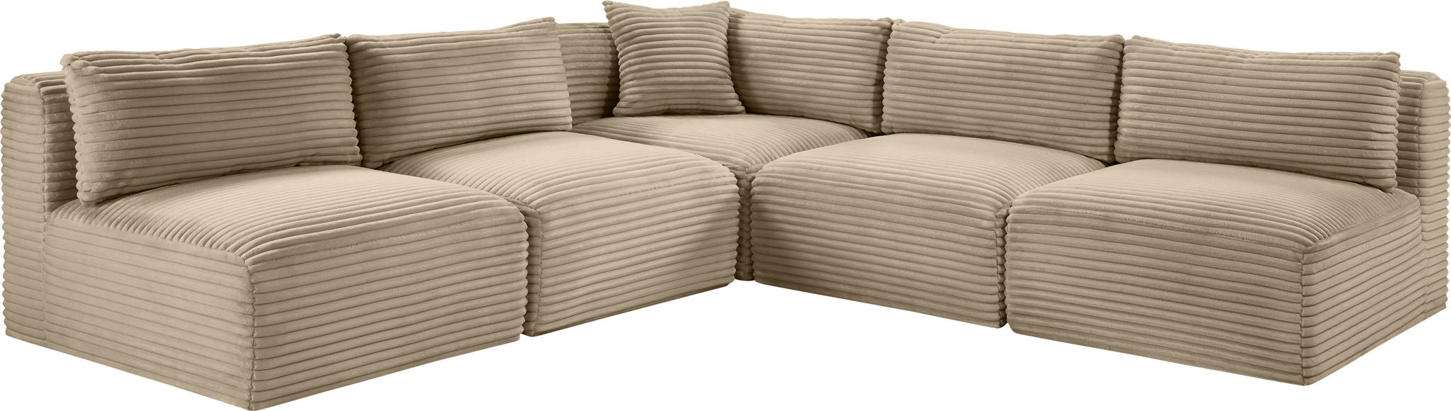 Shaggy - Fabric 5 Piece Modular Corner Armless Sectional - Simple Home Plus