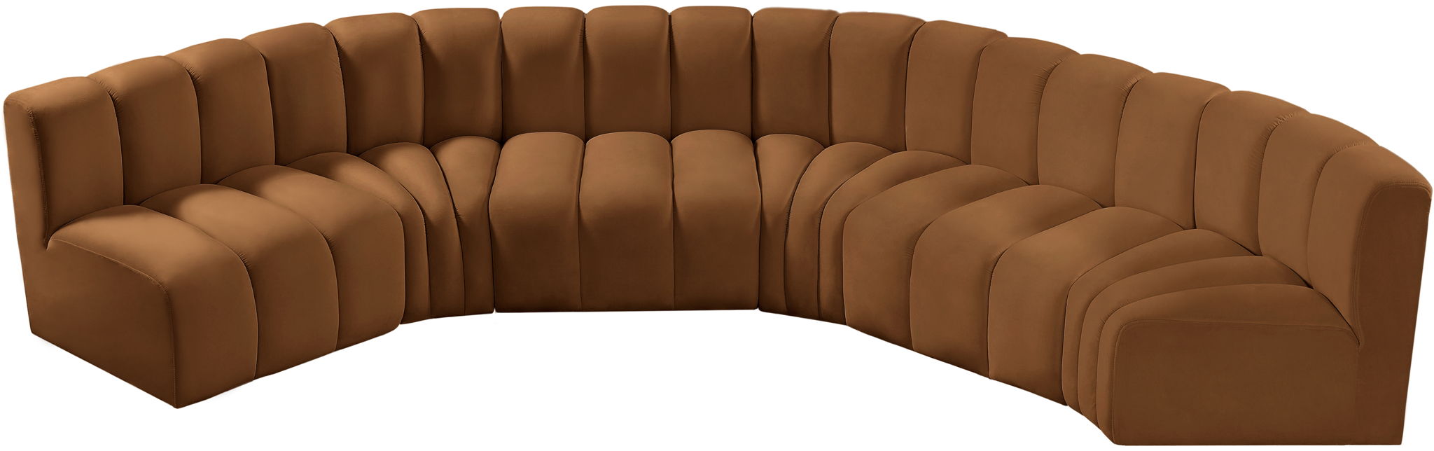 Arc - Velvet 6 Piece U-Shaped Modular Sofa - Saddle - Simple Home Plus