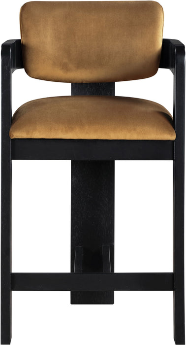 Sacha - Velvet Stool With Black Base - Simple Home Plus