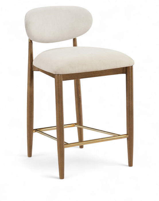 Riccio - Fabric Stool - Walnut Frame - Simple Home Plus