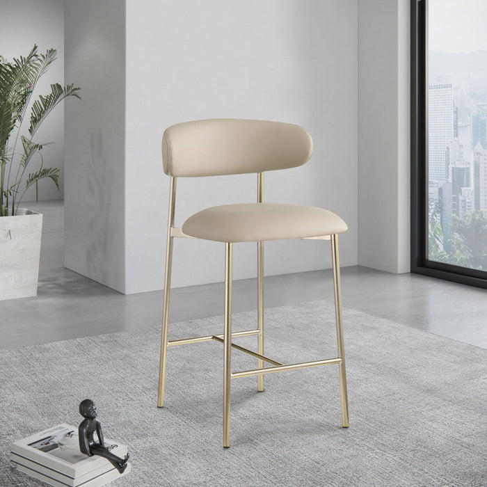 Lupita - Counter Stool With Brushed Gold Frame (Set of 2) - Simple Home Plus