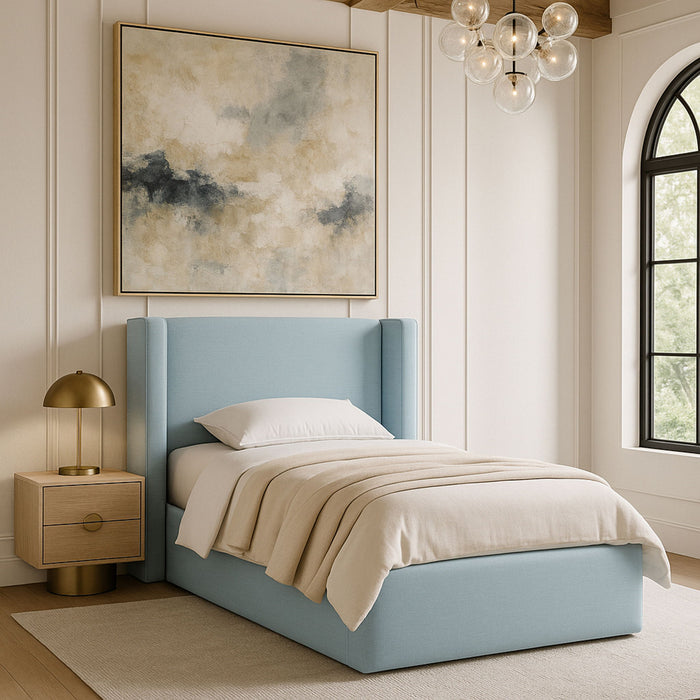 Kendall - Linen Textured Fabric Upholstered Bed - Simple Home Plus
