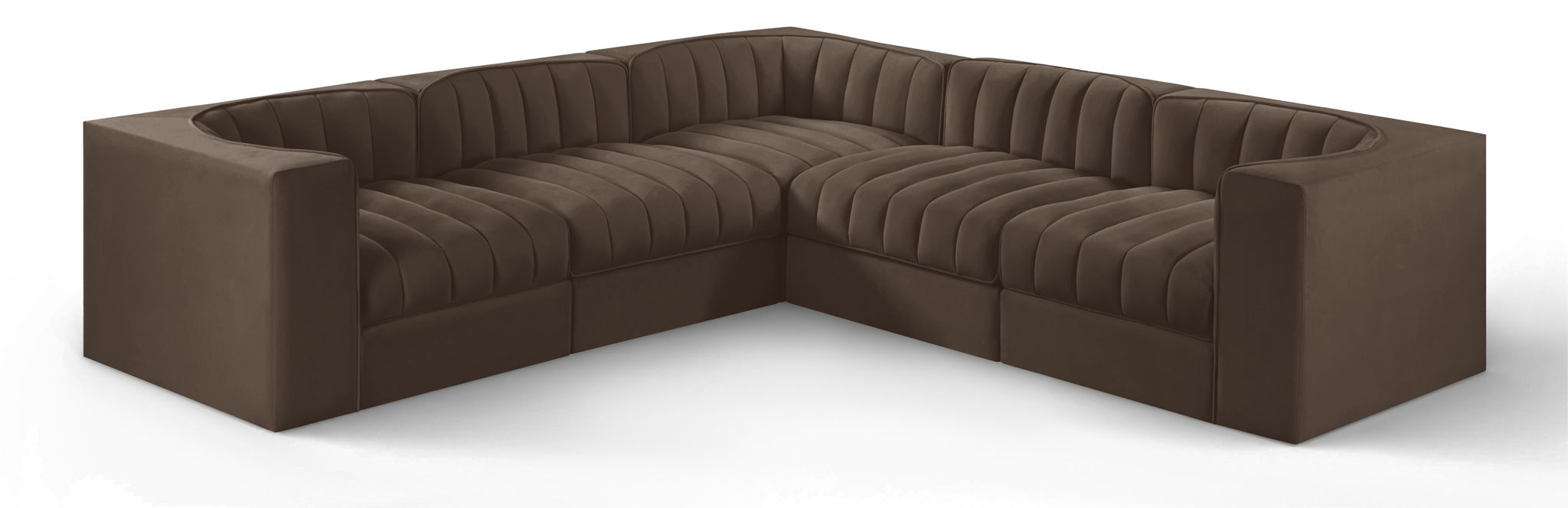 Rummi - Symmetrical Velvet Performance Fabric Upholstered 5 Piece Modular Sectional - Simple Home Plus