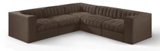 Rummi - Symmetrical Velvet Performance Fabric Upholstered 5 Piece Modular Sectional - Simple Home Plus