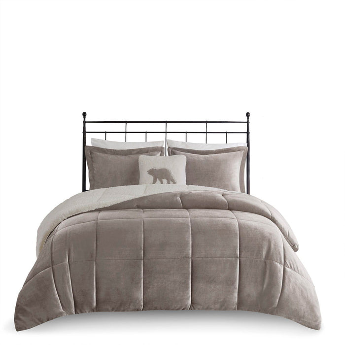 Alton - King Down Alternative Comforter Set - Gray / Ivory - Simple Home Plus