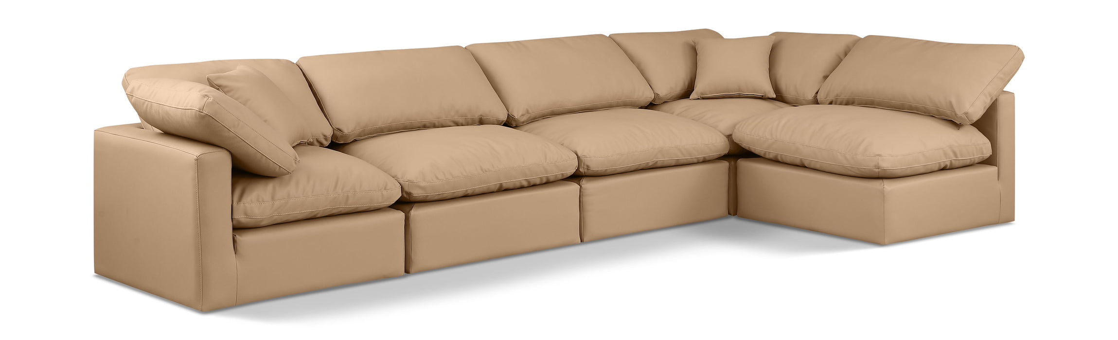 Indulge - Faux Leather 5 Piece Modular Sectional - Tan - Simple Home Plus