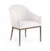 Ferro - Linen Textured Performance Fabric Upholstered Dining Arm Chair - Cream / Brushed Bronze - Simple Home Plus