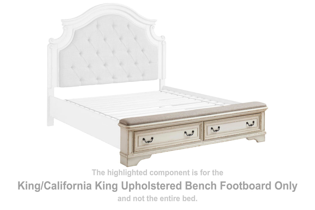 Realyn - K/CK UPH Bench Footboard - Chipped White - Simple Home Plus