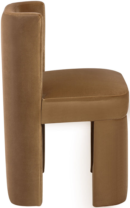 Zuno - Velvet Performance Fabric Upholstered Dining Chair (Set of 2) - Saddle - Simple Home Plus