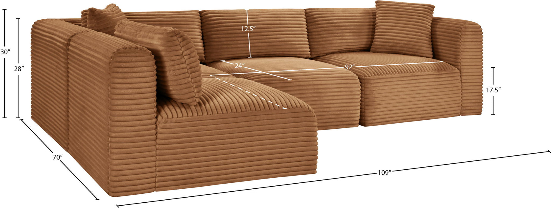 Shaggy - Fabric 4 Piece Modular Sectional - Simple Home Plus