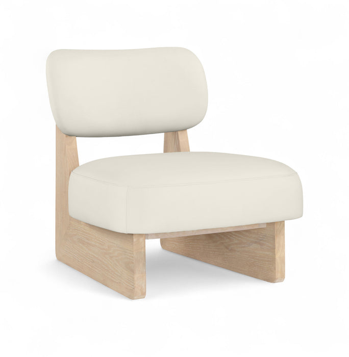 Vetra - Vegan Leather Upholstered Accent Chair With Natural Base - Simple Home Plus