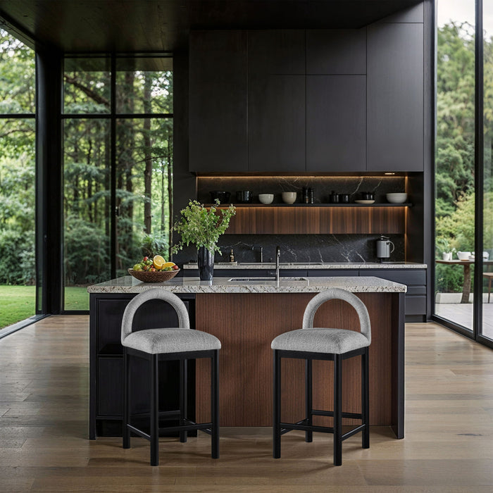 Conrad - Linen Counter Stool With Black Legs - Simple Home Plus