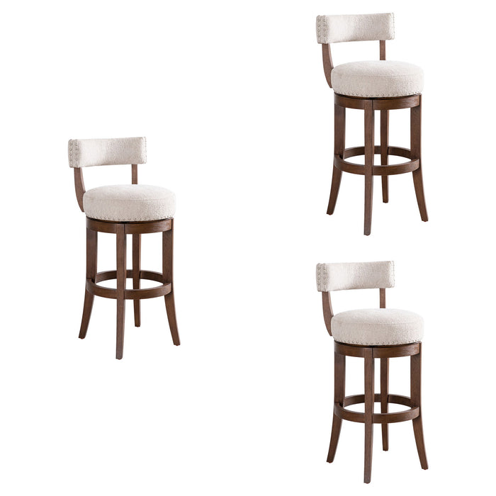 Mystic - Solid Wood Upholstered 30" Bar Height Swivel Barstool - Simple Home Plus