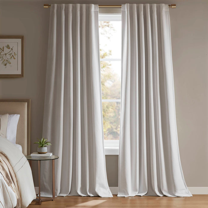 Karien - 2 Piece 52x108" Sound Blocking/Total Blackout Curtain Panel Pair - White - Simple Home Plus