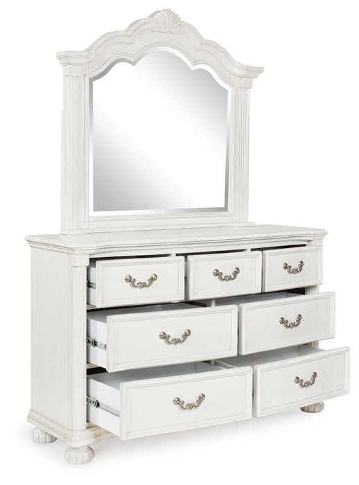 Montelaine - Antique White - Dresser And Mirror - Simple Home Plus