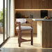 Sacha - Linen Stool With Brown Base - Simple Home Plus