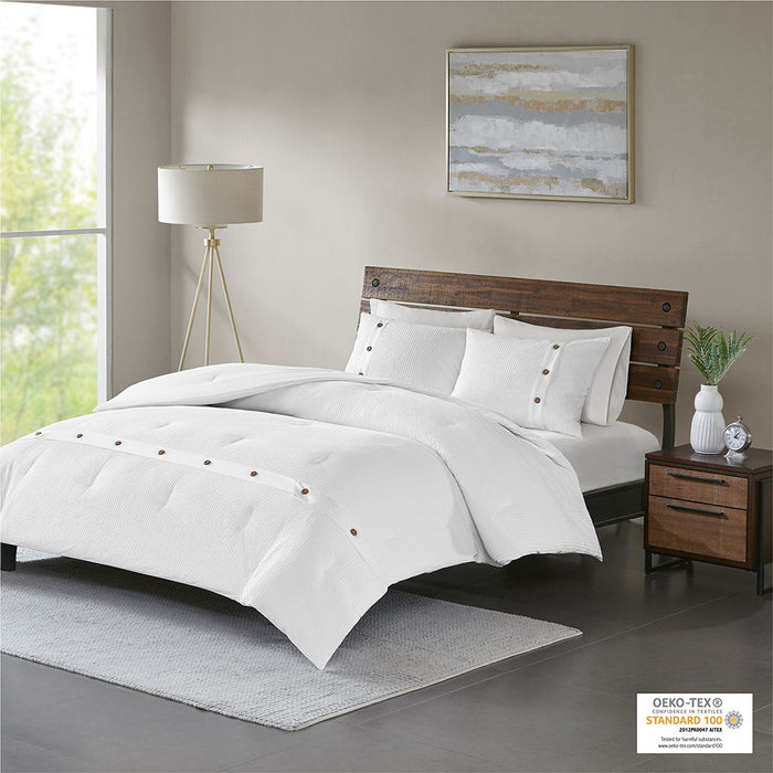 Finley - King Waffle Weave Comforter (Set of 3) - White - Simple Home Plus