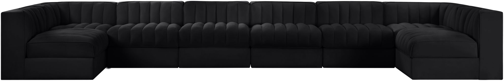 Rummi - Velvet Performance Fabric Upholstered 8 Piece Modular Sectional (With 2 Corner Chairs) - Simple Home Plus