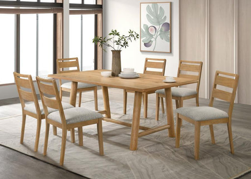 Duncan - 7 Piece Rectangular Wood Dining Table Set - Washed Oak - Simple Home Plus